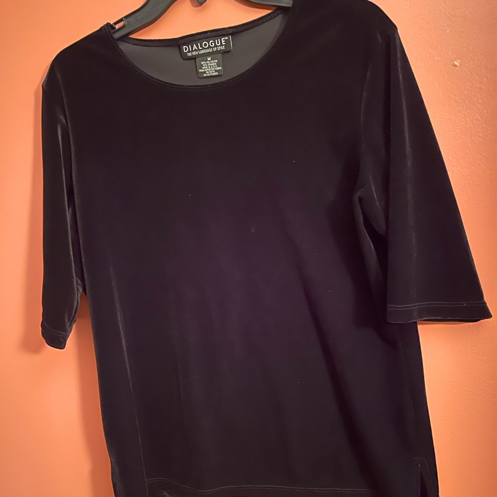 Blouse, DIALOGUE, Black Velvet, Medium